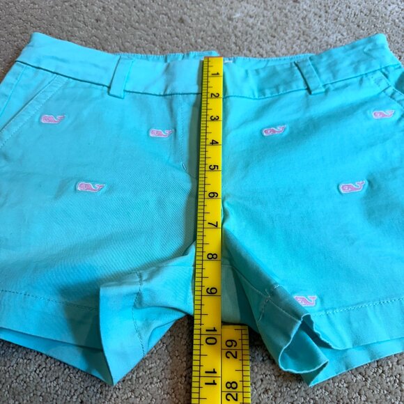 Vineyard Vines Shorts Chino Seafoam Green Pink Embroidered Whales Preppy Size 14 - Picture 9 of 11